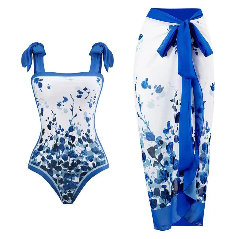 Sexy Slimming One-Piece Swimsuit Women's Beach Dress Set Fashionable Thermal Spa Swimming Bikini Full Coverage Fixed Chest Pad