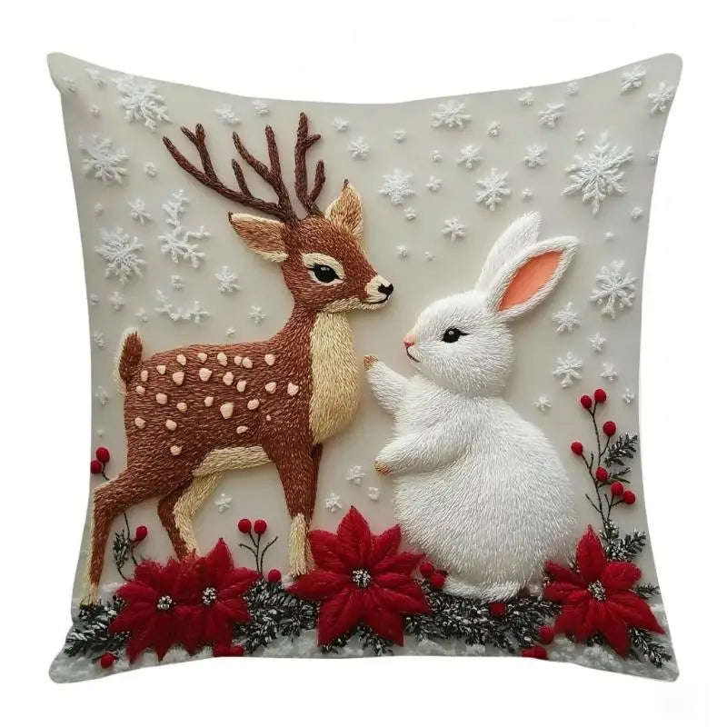 Cartoon Christmas Pillow Cover Elk Santa Claus Snowman Xmas Tree Merry Christmas Decor Gift Happy New Year