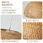 E27 Bamboo Lantern Pendant Lamp 30cm Natural Rattan Wicker LED Chandeliers Hand-Woven Lampshades Lighting Fixture Hanging Light