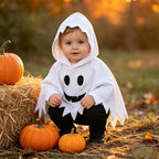Infant Halloween Ghost Cosplay Costume Baby Hooded Cape Poncho Cloak for Kids Party Dress Up Wear