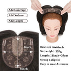 Benehair 14'' Striaght Hair Toppers with Side Bangs for Women Synthetic Hairpieces Adding Hair Volume Topper Clip Hair Extension