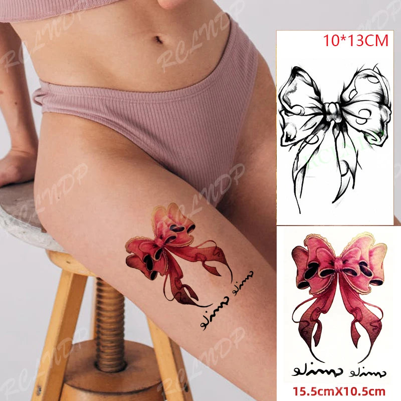 Waterproof Temporary Tattoo Sticker Sexy Lace Bow Knot Flower Arm Leg Body Art Flash Tatoo Fake Tatto for Men Women