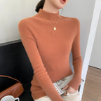 Autumn and Winter New Women's Cashmere Sweater 100% Pure Cashmere Semi High Neck Women's Pullover Soft Basic Women's Top