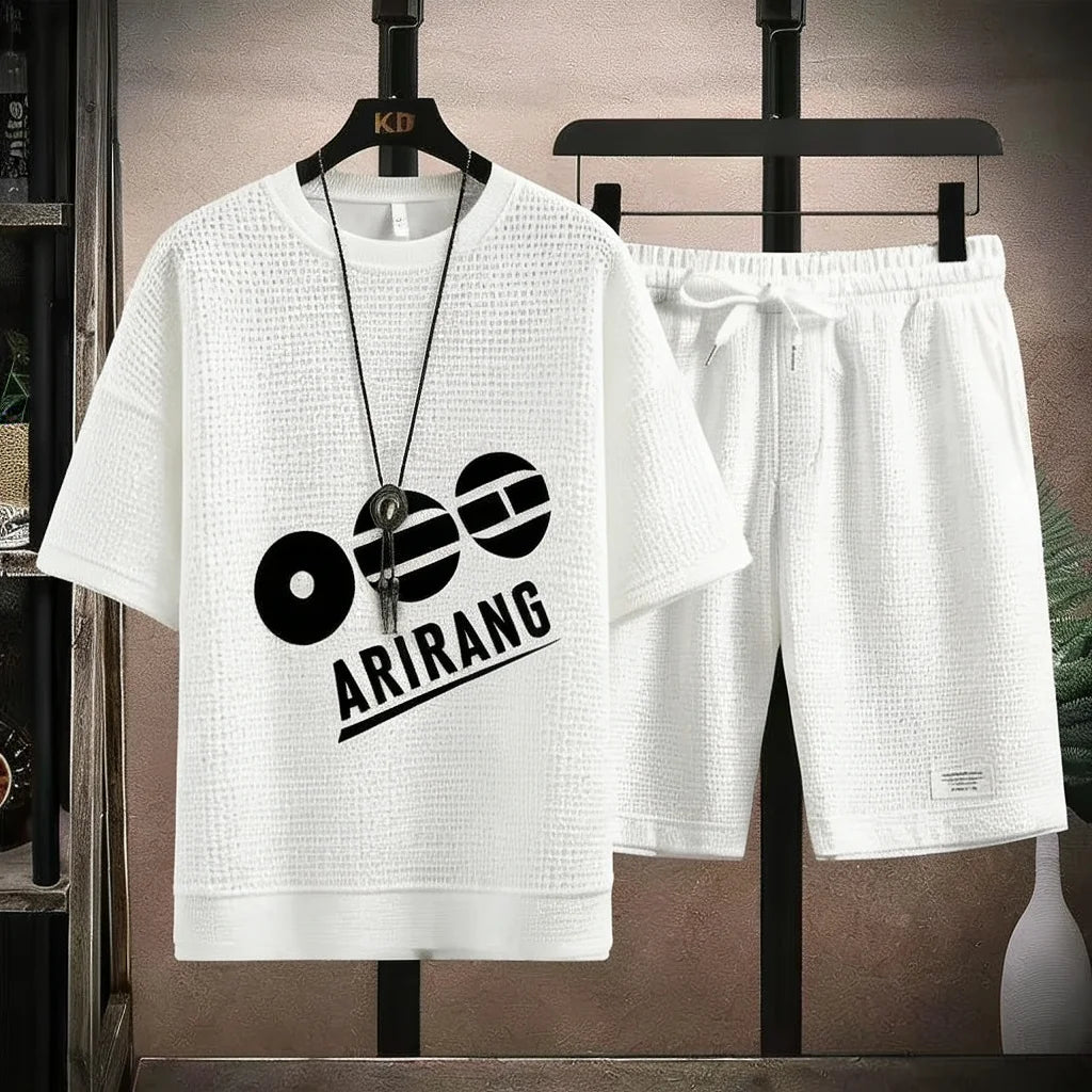 Summer 2026 New Men's pullover sportswear Set, fashionable basketball men's casual short-sleeved T-shirt + shorts two-piece set