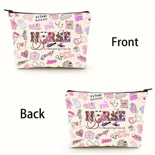 1pc Makeup Bag with A Cartoon Nurse Design Cosmetic Pouch Lightweight for International Nurses Day Storage Beauty Case