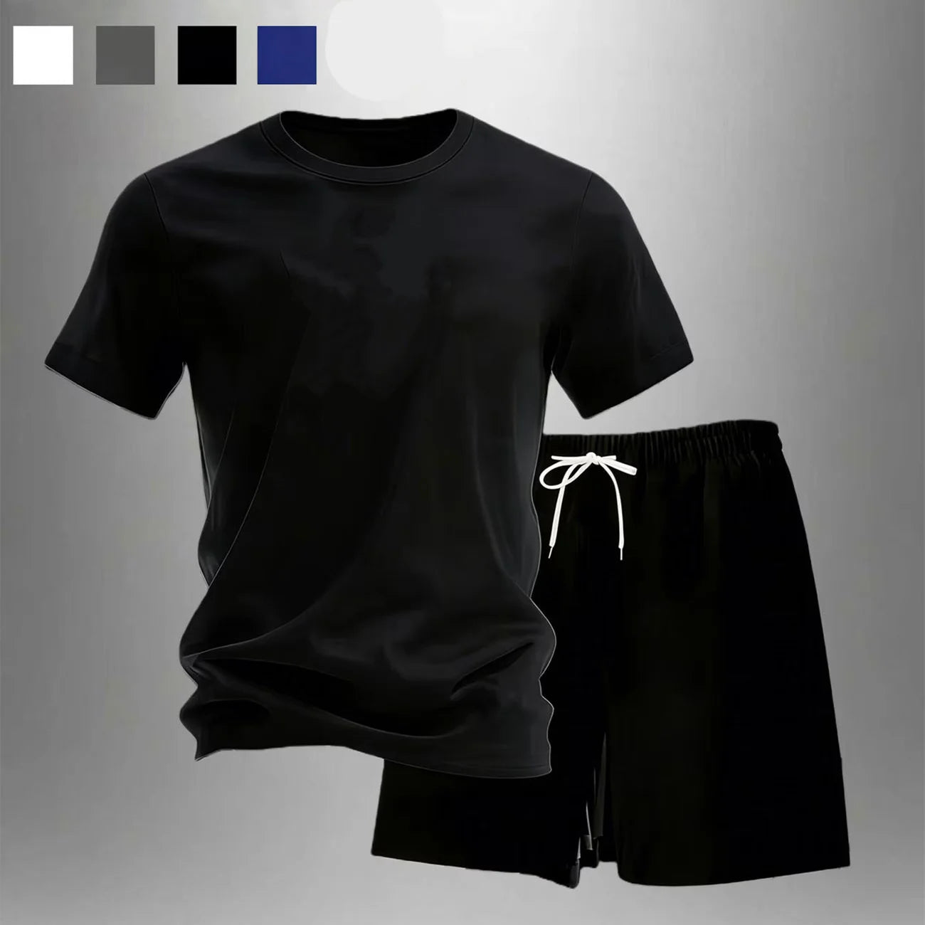 2026 Casual Sports 2-piece sets Solid colors Mesh Breathable short sleeved T-shirt+shorts Sets jogging Running Sets Man Summer