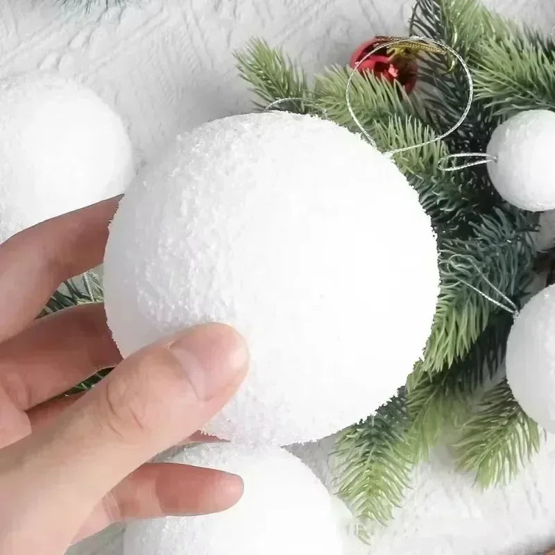 4/6/8cm White Christmas Balls Decoration Christmas Tree Hanging Accessories New Year Gift Box Navidad DIY Party Home Room Decor