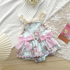 Baby Girl Flower Suspender Rompers Skirt Lace Cute Baby Girl Jumpsuit 2025 Summer New Children Clothing