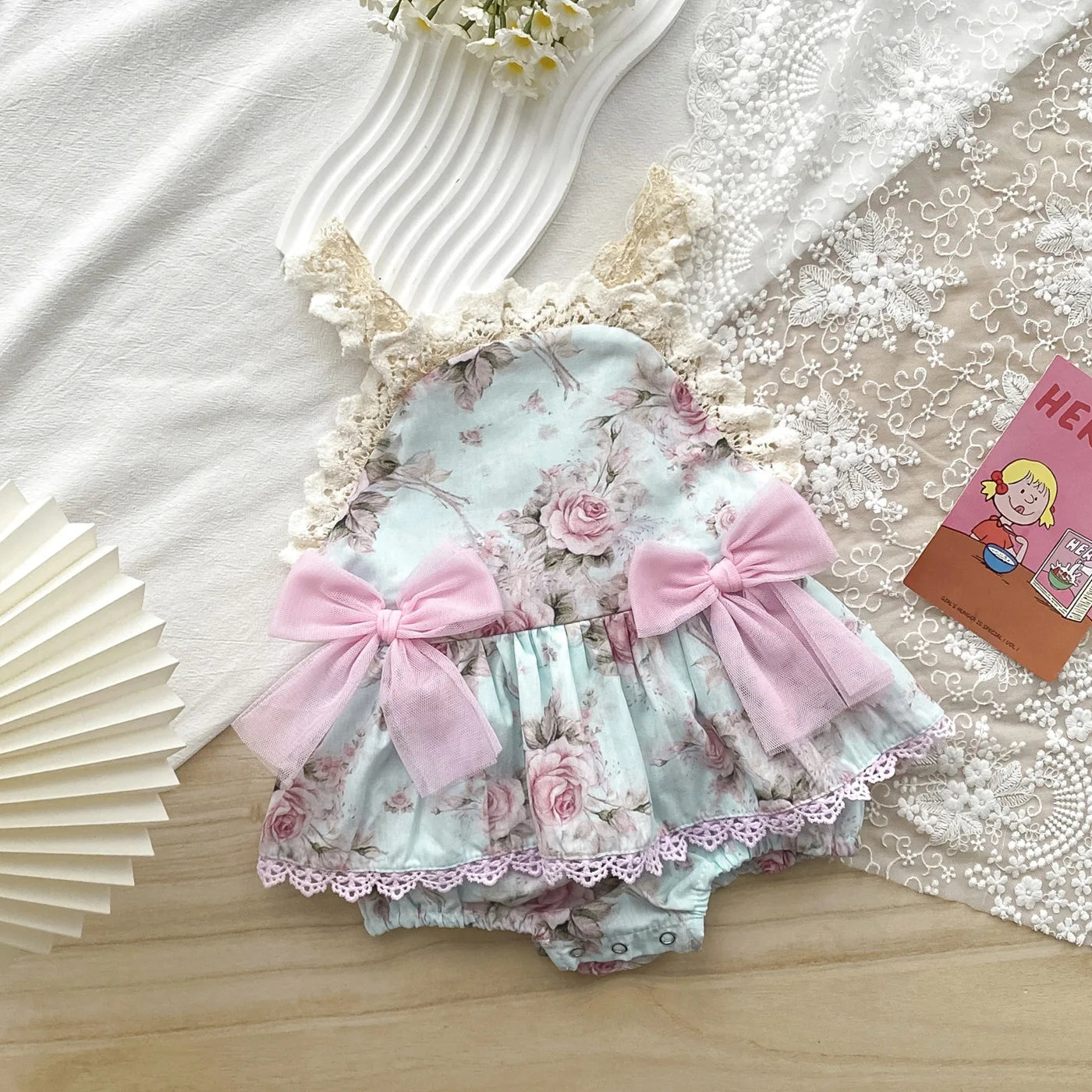 Baby Girl Flower Suspender Rompers Skirt Lace Cute Baby Girl Jumpsuit 2025 Summer New Children Clothing