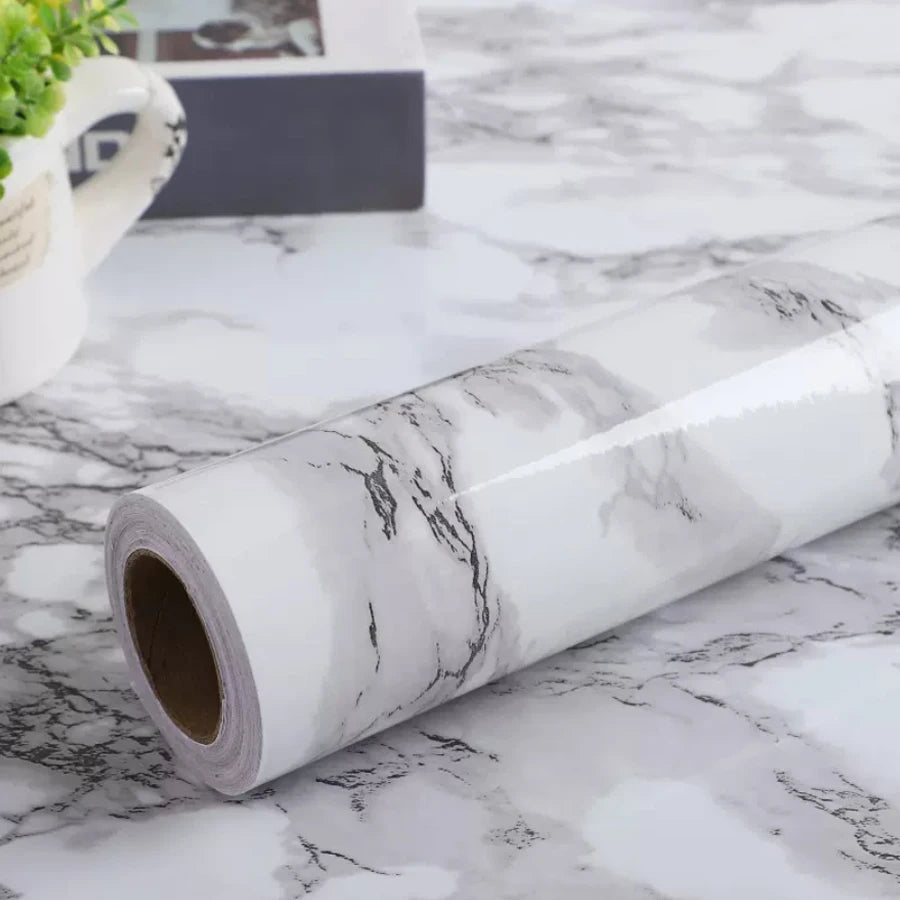 Marble Sticker Kitchen Oil-Proof Film Stove Waterproof Moisture-Proof Self-Adhesive Wallpaper Countertop Cabinet Renovation Tile