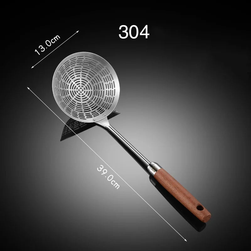 3 Sizes Round 304 Stainless Steel Strainer with Long Handle Kitchen Sieves Scoop Hot Pot Oil Filter Colander Cooking Tools