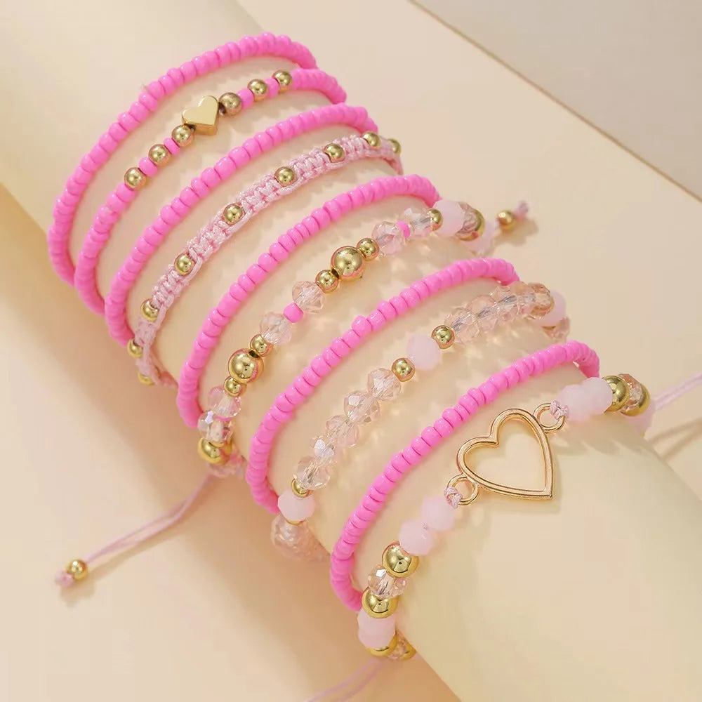 1 set of new Valentine's Day stacked rice bead love bracelet set suitable for gift giving