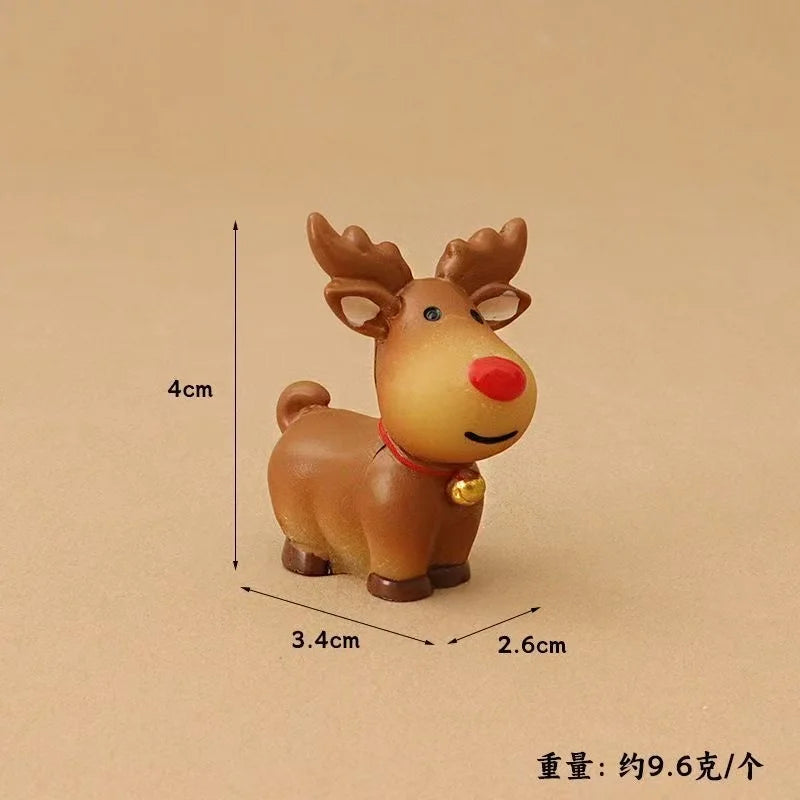4pcs Santa Claus Sled Resin Small Ornaments Home Decoration Dolls Office Desktop DIY Model Accessories Children's Christmas Gift