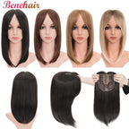 Benehair 14'' Striaght Hair Toppers with Side Bangs for Women Synthetic Hairpieces Adding Hair Volume Topper Clip Hair Extension