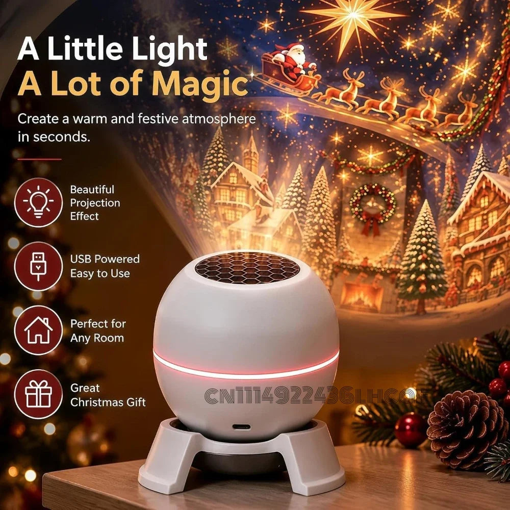 *^*Magical Christmas Projection Night Light,USB Christmas Projector Indoor,Magical Christmas Projection Night Light Holiday Room