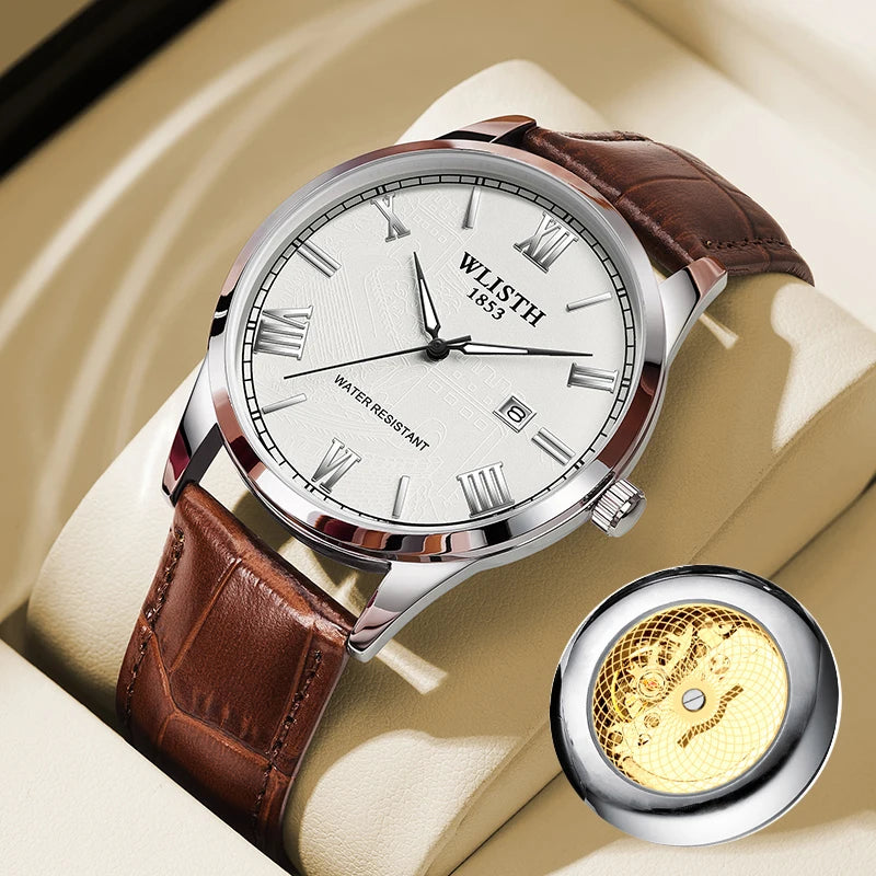 Business Watches male Quartz Wristwatch Leather Strap Mens Watches Fashion Retro Clock Real Boy Girl Birthday Valentine Gift