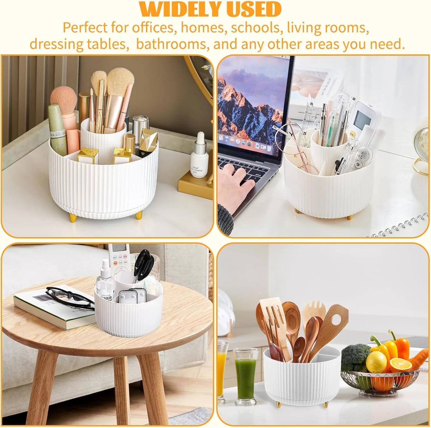 360°Rotating Makeup Desktop Cosmetic Storage Box Organizer 5 Slot Large Capacity for Bathroom Portable Makeup Brushes Pen Holder