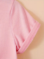 Girls' Casual Short-Sleeve Set: Regular Short-Sleeve Top + Leggings Two-Piece Set, Pink Faux Sequin Bow "Pattern Print, Suitable for Children Aged 4-11, Versatile Clothing for Home and Outings