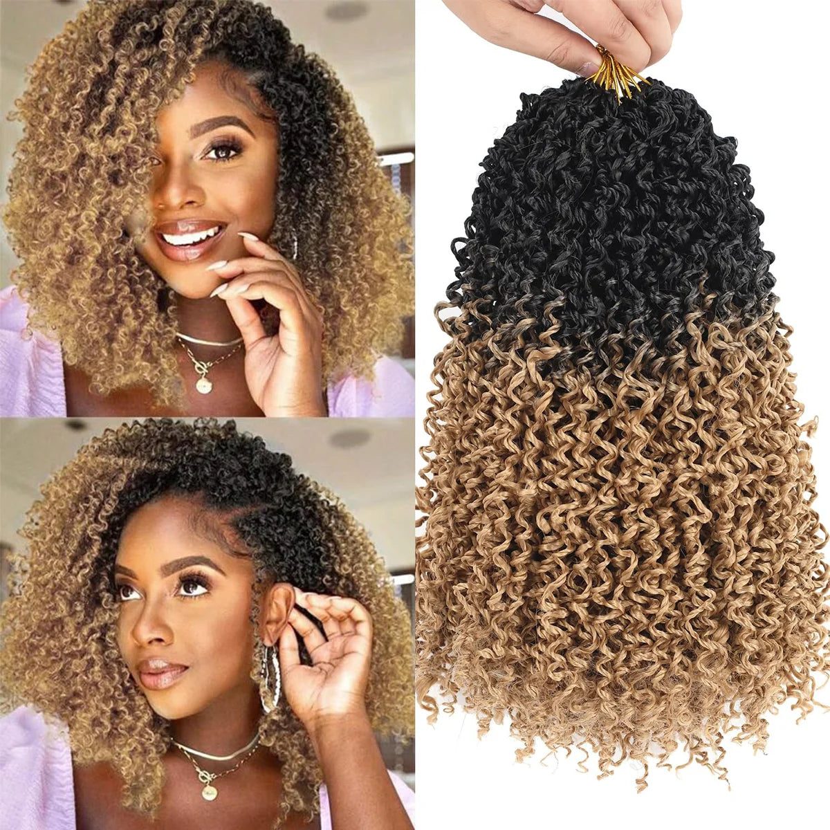 Yanky Twist Crochet Hair Extensions，8" 10" 12" 14" Lengths，8 Pieces/Pack，Synthetic Braiding Hair Perfect for Halloween Christmas