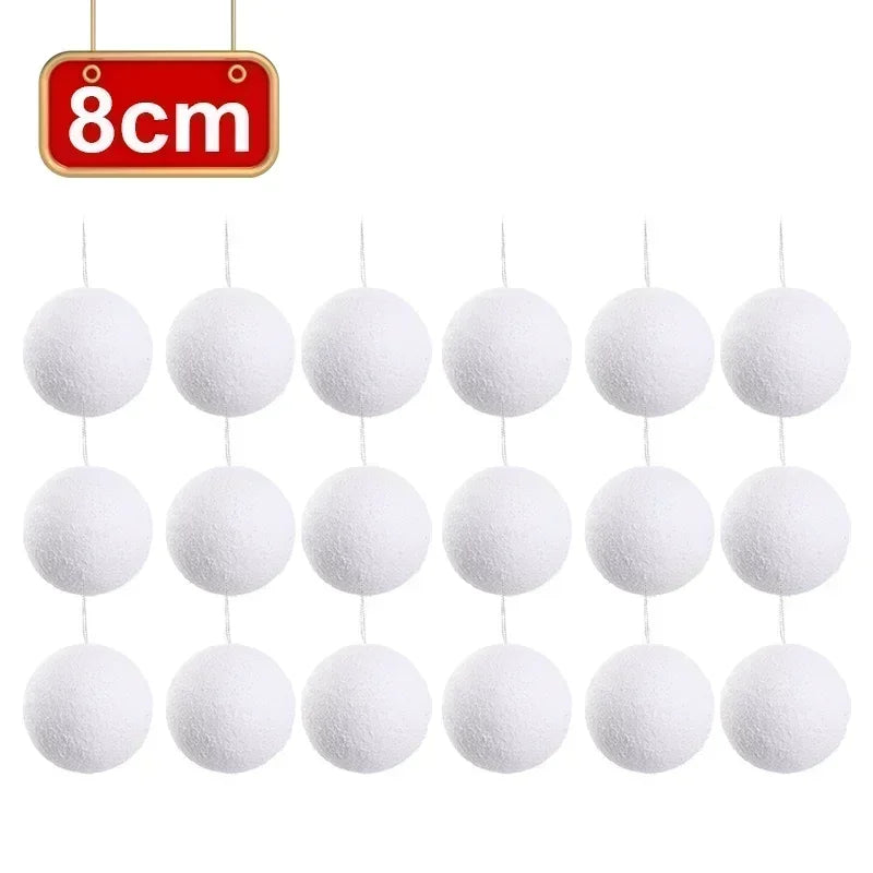 4/6/8cm White Christmas Balls Decoration Christmas Tree Hanging Accessories New Year Gift Box Navidad DIY Party Home Room Decor