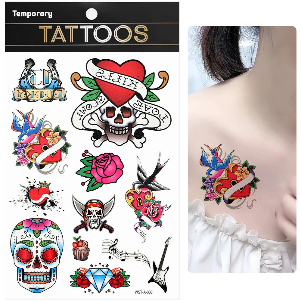 Waterproof Colourful Temporary Tattoos Sticker  Scorpion Butterfly Transfer Fake Tatoo Men Women Body Arm Fake Tattoo Stickers