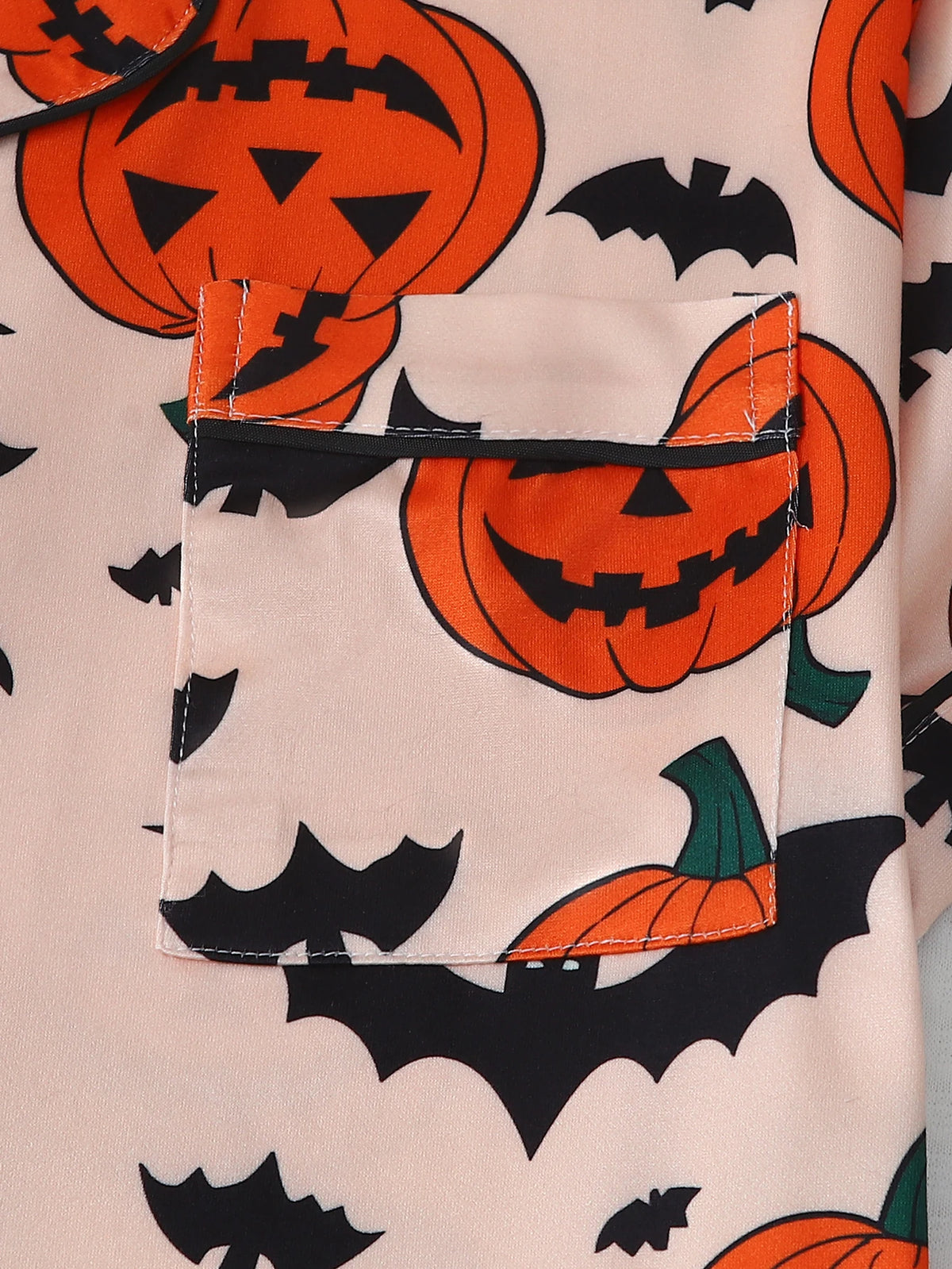 2-Piece Set of Quirky and Fun Apricot-Colored Halloween Pumpkin Print Spring/Summer Short-Sleeve Collared Top and Bow Shorts Women's Pajama Set Loungewear Suitable for Halloween