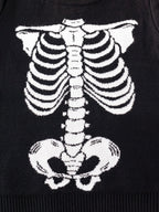 Boys and Boys Street Style Halloween Skeleton Pattern Sweater Knitted Pullover Suitable for Ha