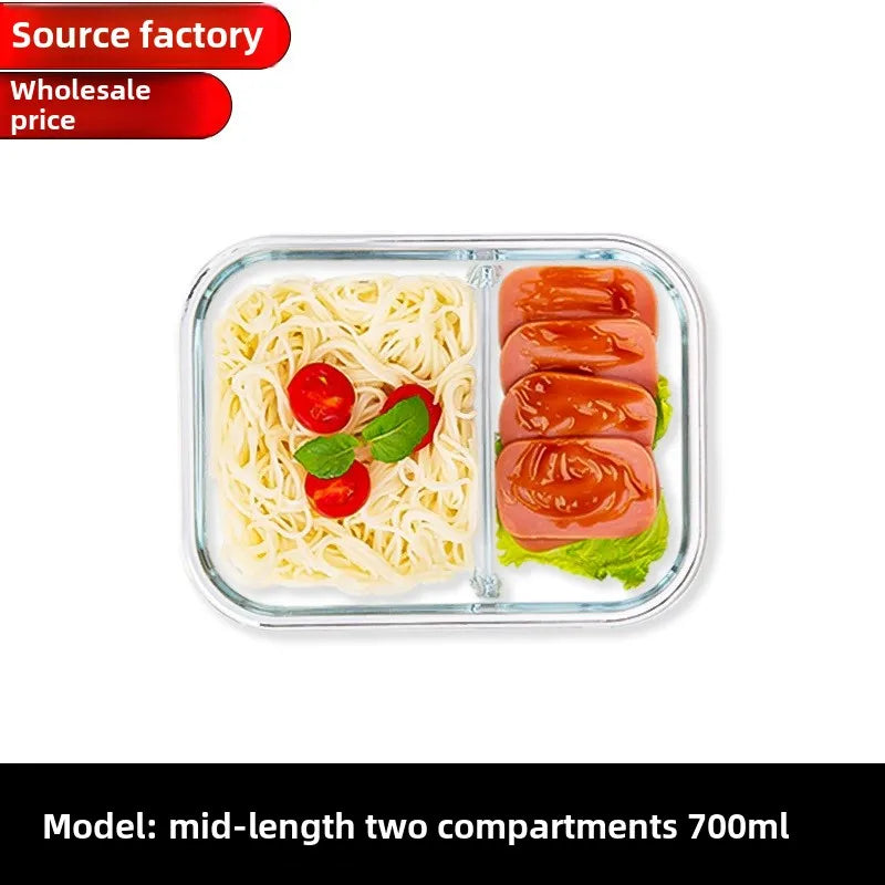 Glass Lunch Box Sealed Fresh-Keeping Box with Lid Portable Student Picnic Box Microwave-Heated Special Food Container Bento Box