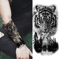 1pc Lion Men Waterproof Temporary Tattoos Fake Stickers Arm Hand Cool Art Black Transfer Clock Tattoo Stickers Wolf Tiger Tattoo
