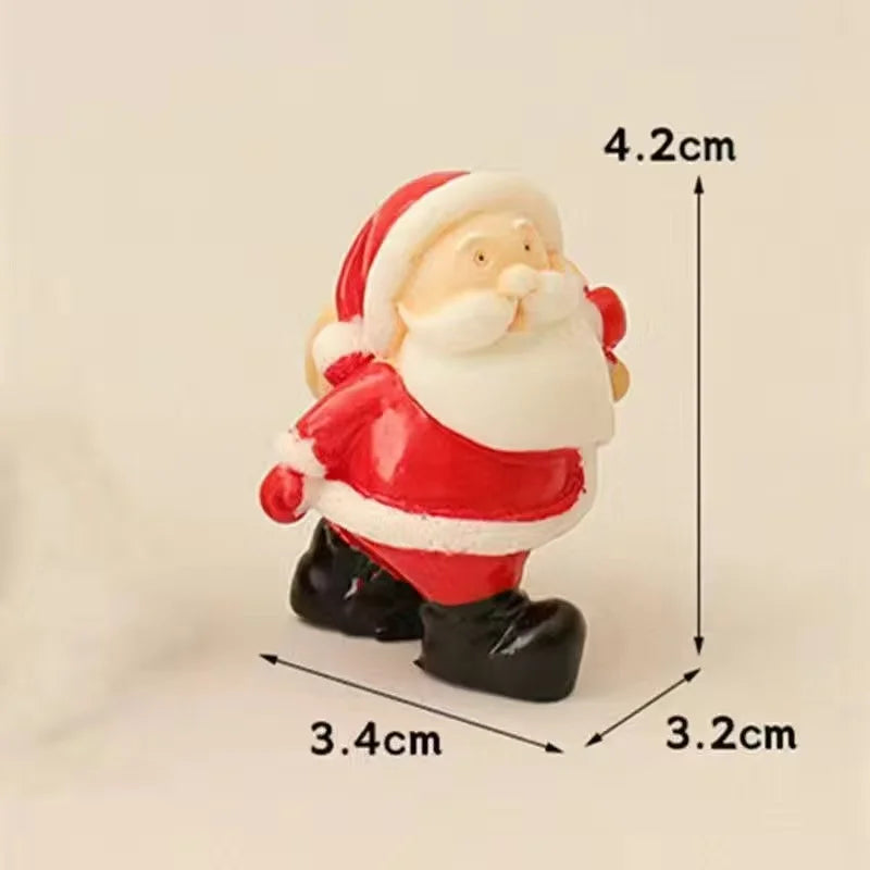 4pcs Santa Claus Sled Resin Small Ornaments Home Decoration Dolls Office Desktop DIY Model Accessories Children's Christmas Gift