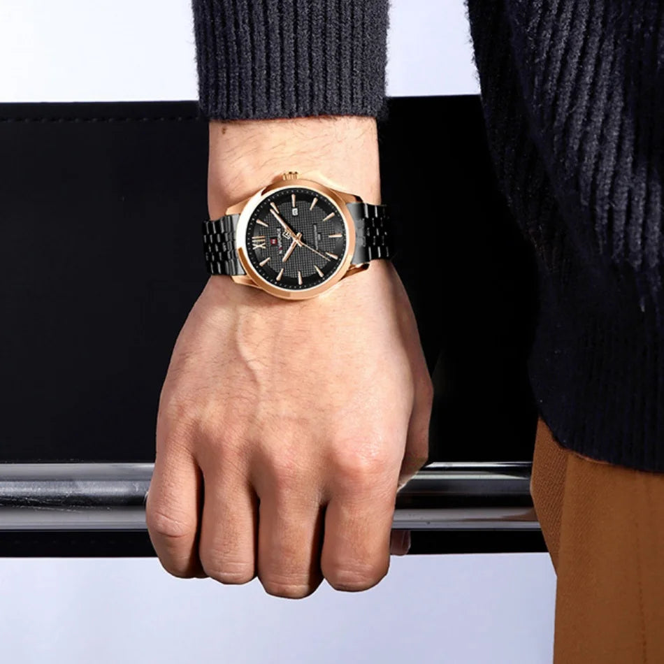 New Style NAVIFORCE Men's Stainless Steel Band Date Calendar Feature for Active Luxury Sports Watch 30m Waterproof Male Gifts