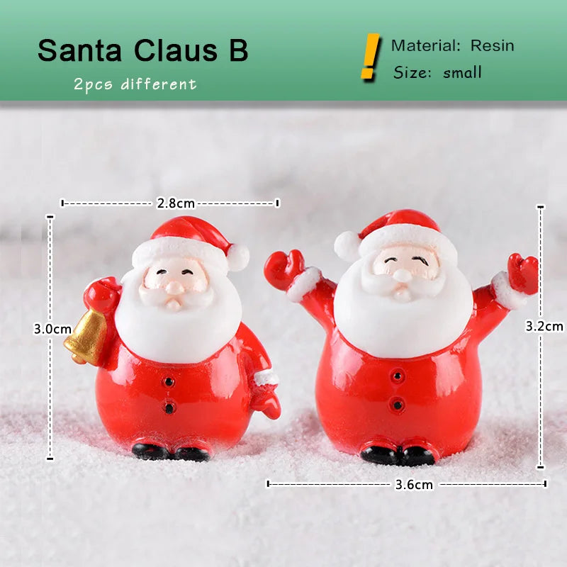 New Christmas Deer Santa Claus Sled Tree Snowman Figurine Doll House Home Decor Miniature Garden Decoration Accessories Modern