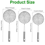 1/3pcs Spider Strainer Oval Skimmer Stainless Steel Filter Mesh with Handle for Kitchen Frying Food Pasta Spaghetti Cooking Tool