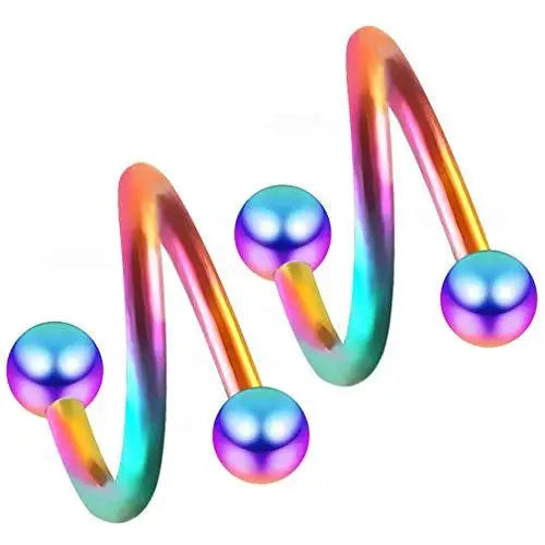 1Pair  Surgical Steel Spiral Twisted Lip Ring Nose Rings 16 Gauge Ear Cartilage Helix Piercing Body Accessories Jewelry