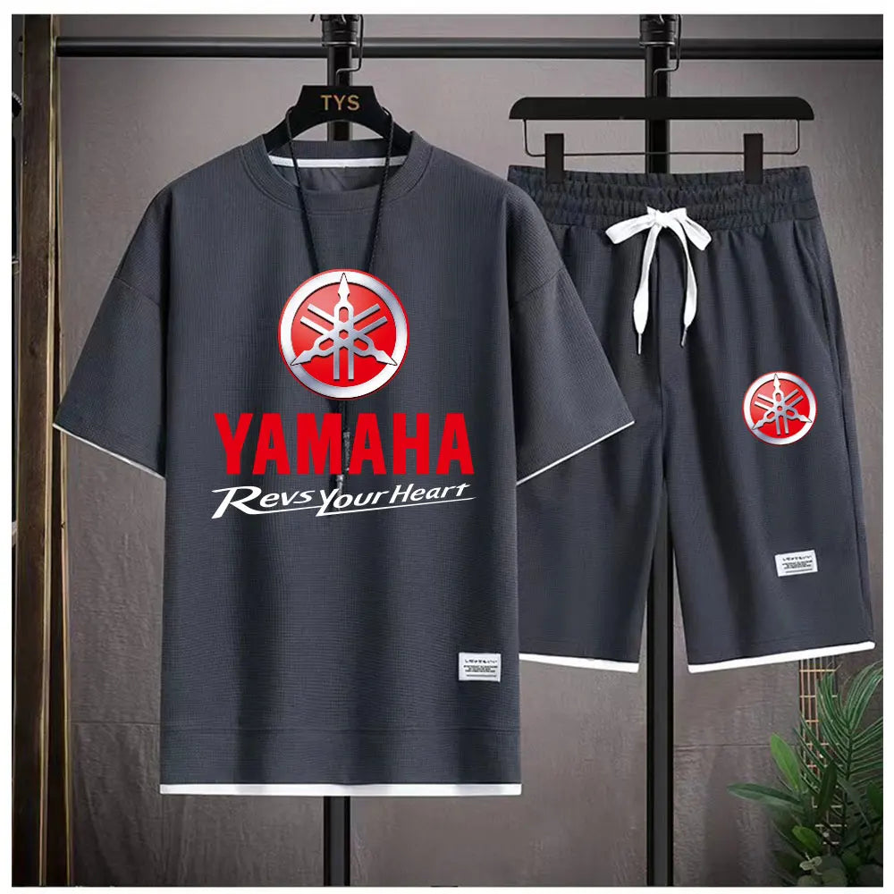 2026 Yamaha Racing Men's Sport Clothing Set Spring/Summer Short Sleeve T-Shirt & Sports Shorts Running Men's Athletic Wear