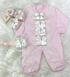 Baby Girl Coming Home Outfits Set Personalized Name Jewelry Crown Clothing Vintage Croche Infant Care Products Body Suit Pajamas