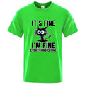 Men's High Quality T-shirt 100% Cotton Funny Cool Cat Printed T-shirt Casual Men's Short Sleeve T-shirt for Men T-Shirt Male Top