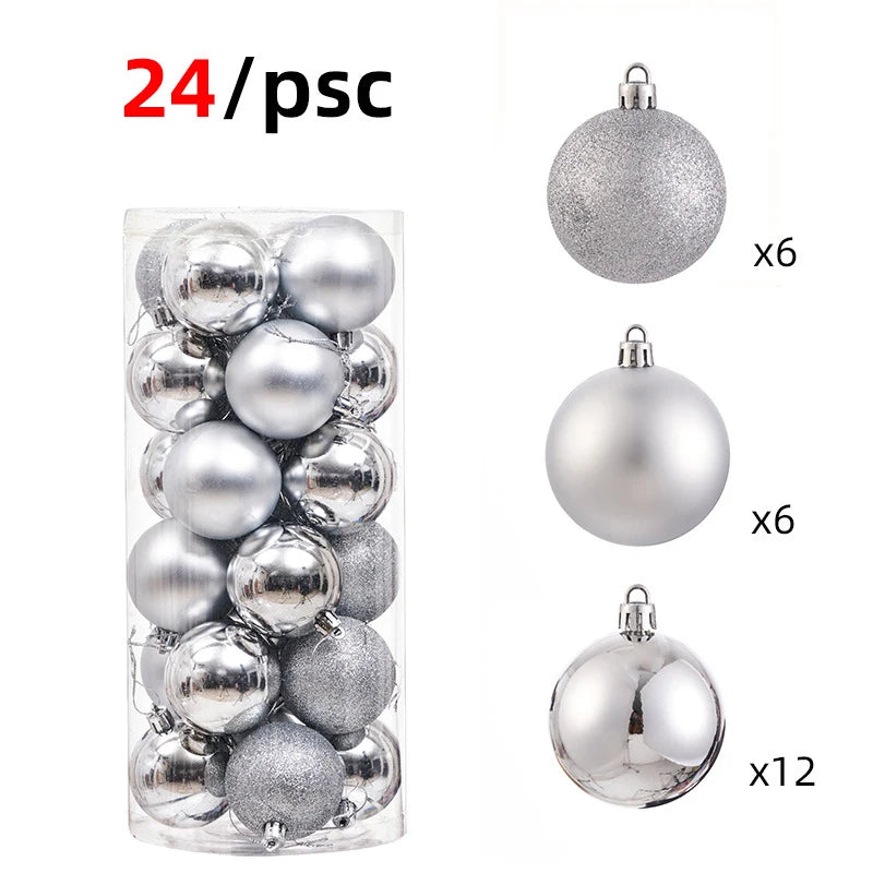 24Pcs 3CM Christmas Balls Big Ball Christmas Tree Pendant Ornaments for Party Decor New Year Gifts Accessory