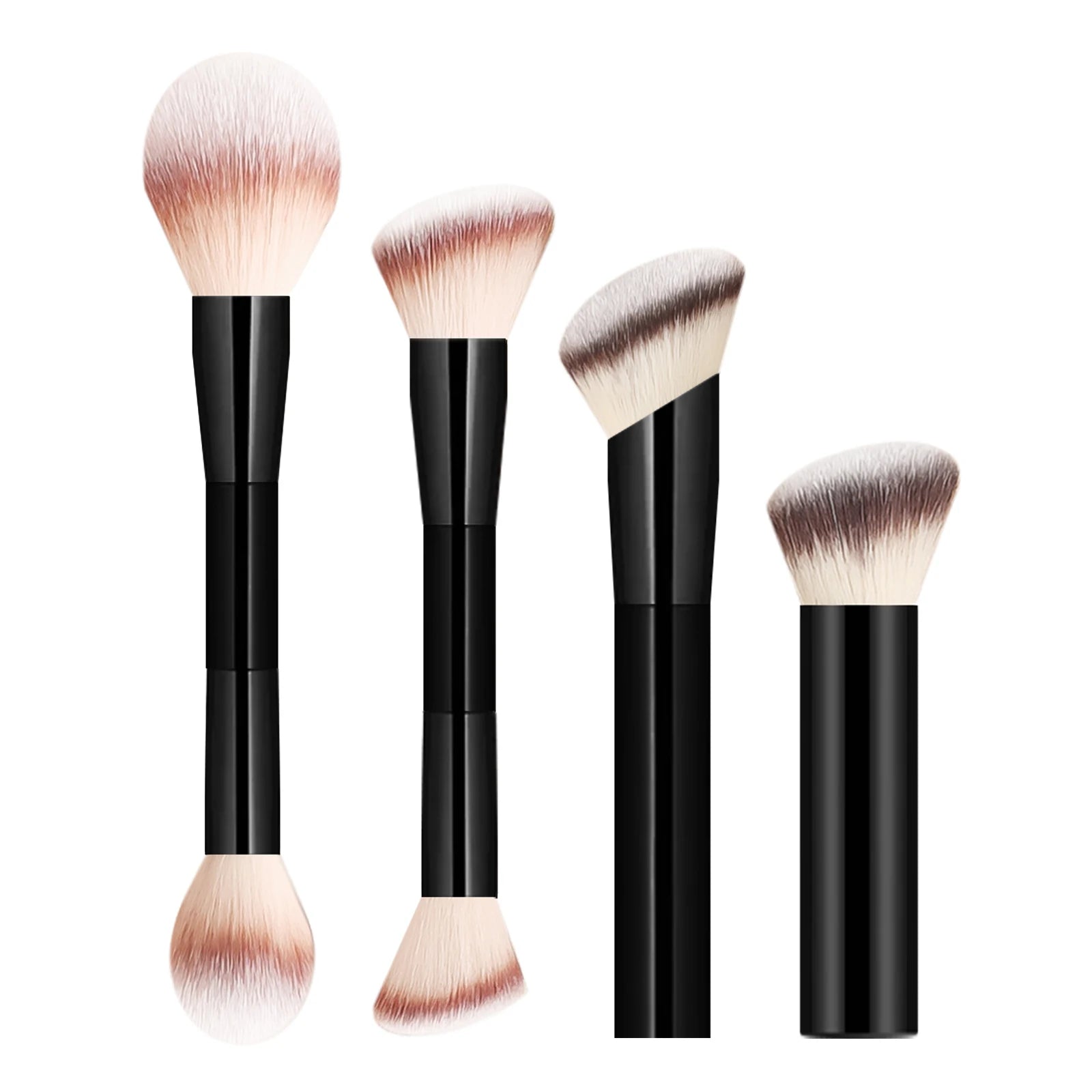 Professional 4Pcs Makeup Brush Set Angled Contour Large round Loose Powder Flame Blush Retractable Mushroom Beauty Tools