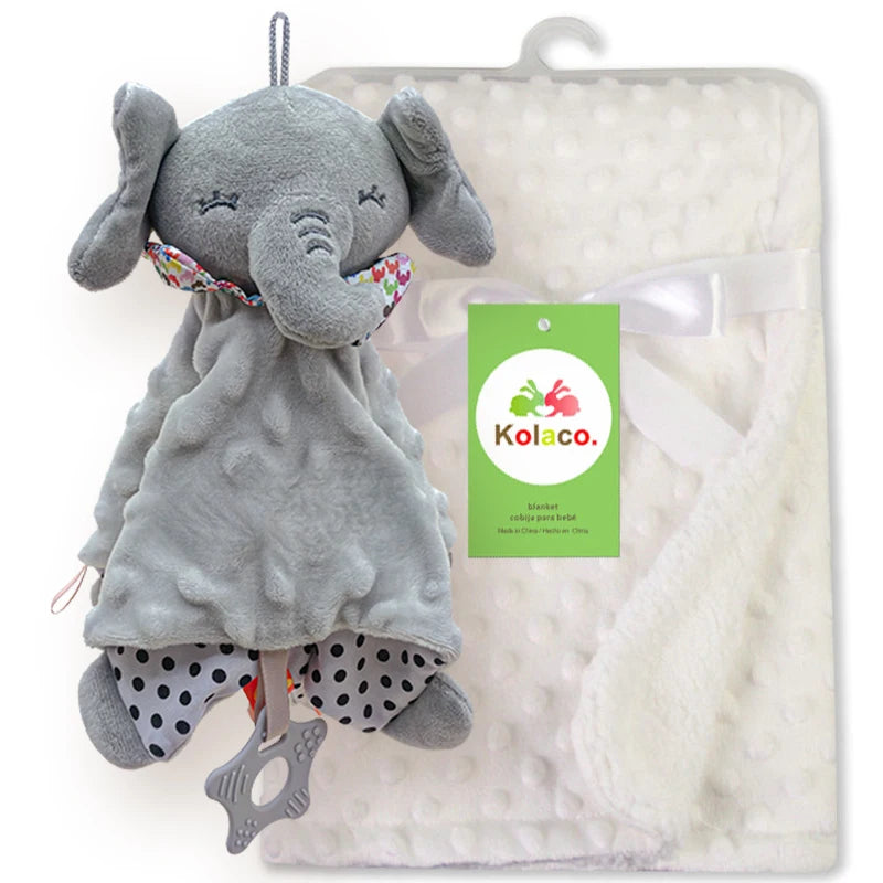 Personalized Newborn Baby Blanket with Name Custom Dot Minky Stroller Swaddle Set Security Towel Baby Shower Gift for Infant Boy