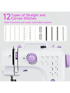 505A Sewing Machine 12 Stitch Patterns 2-Speed Control Built-in LED Light with Foot Pedal for Home DIY Beginners Crafts