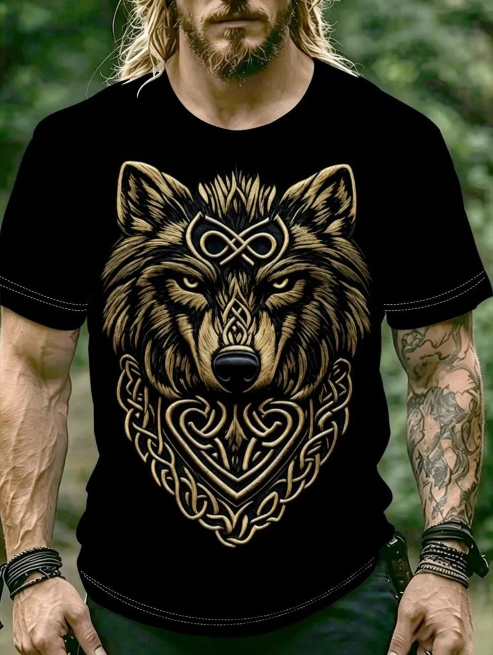 Men 3D Graphics Wolf Print T-Shirts Summer Oversized Causal Tees Fashion Tiger Pattern Fitness Short Sleeve O-Neck Tops Clothing