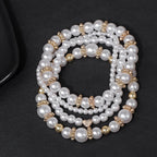 4 Pcs/Set White Pearl Bracelet Set Multilayer Gold Color Beads Bracelet For Women Trendy Imitation Pearl Bangle Luxury Jewelry