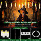 12/48 PCs  LED Floating Candles with Magic Wand Remote Flameless Flying Candle Flickering Warm Light for Halloween Holiday Decor