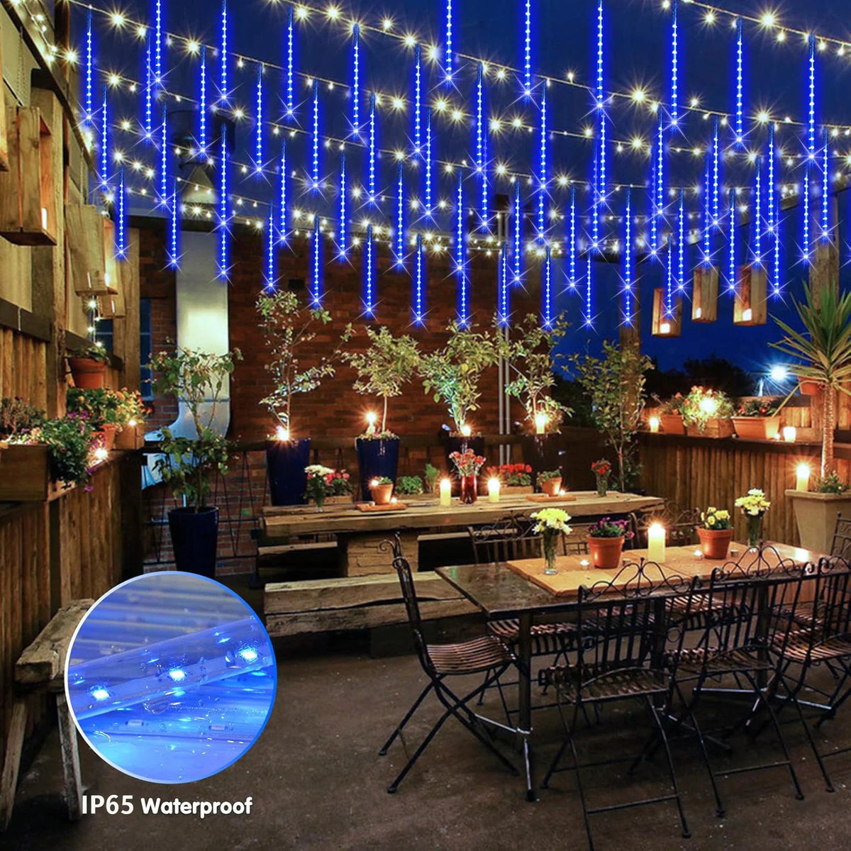 Solar LED Meteor Shower String Light Outdoor Icicle Fairy Light for Christmas Tree Wedding Party Garden Camping Decor Solar Lamp