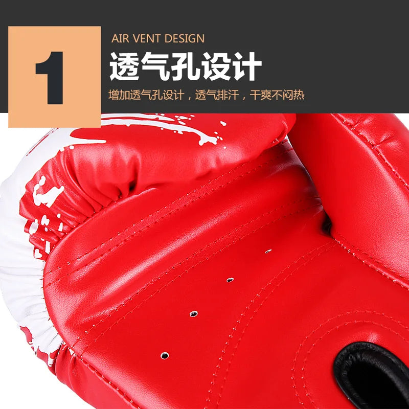 1 Pair Adult Boxing Gloves Men Punching Training Sparring Comfortable Adjustable Fighting Mitts Hand Protector Black Red Blue