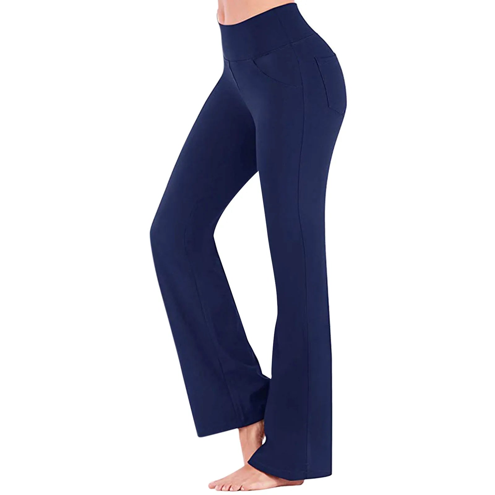 Flared Leggings Basic Yoga Pants With Pockets Women High Waist Breathable Comfortable Pants Gym Sports Slim Flared Tight Pants