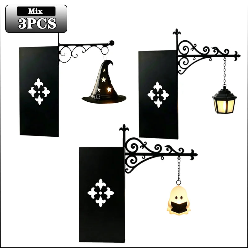 Halloween Themed Vintage Warm Glow Bookend Shelf Lamp Book Stopper for Office Reading Room Desk Decoration Reader Gift