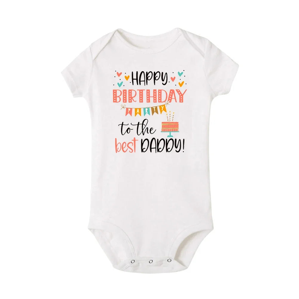Baby Romper Happy Birthday To The Best Daddy Toddler Gender Neutral Daddy's Birthday Gifts Baby Summer Short Sleeve Bodysuit