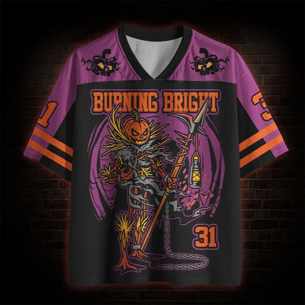 Unisex HalloweenGothic Dark Retro Style Pumpkin Carving 3D Print V Neck Fashion T Shirt Summer Loose Breathable Short Sleeve Tee